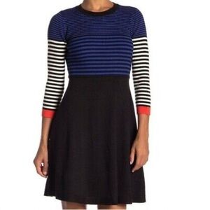 Eliza J Fit & Flare Striped Sweater Dress